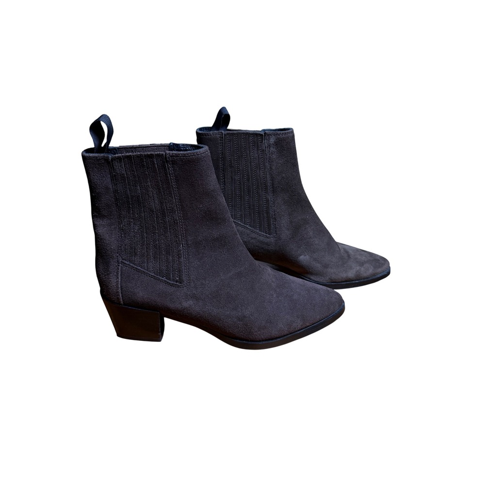 Rag Bone New York Suede Chelsea Boots Dark Brown Block Heel Size 37
